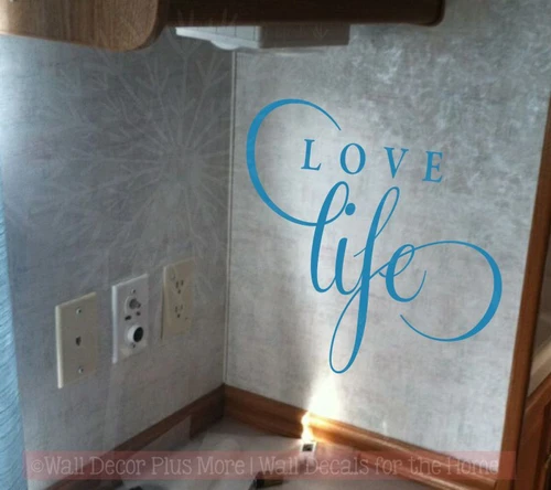 Love Life Inspirational Vinyl Lettering Stickers Wall Decals for Office Home Decor Quote Art-Bayou Blue