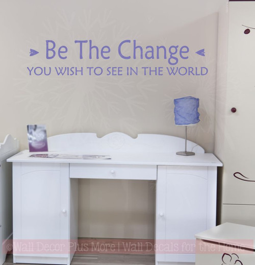 Be The Change You See In The World Vinyl Lettering Art Inspirational Wall Decals Sticker Home Decor Quote-Purple