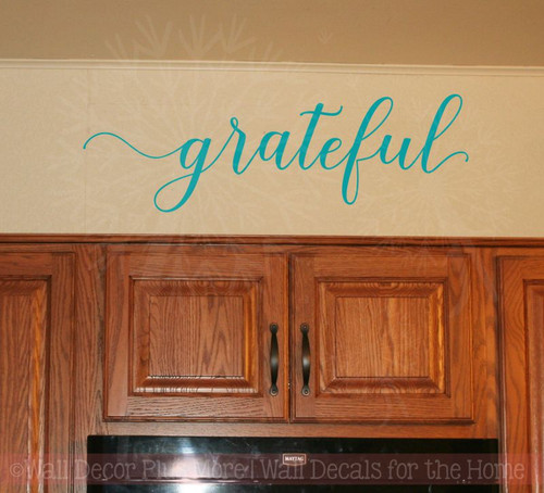 Grateful Cursive Lettering Modern Vinyl Decals Wall Sticker Art Kitchen-Teal