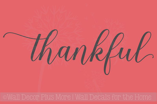Thankful Cursive Vinyl Lettering Art Wall Stickers Decals for Kitchen Home Decor Quote