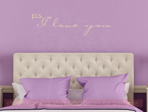 P.S. I Love You Wall Stickers Bedroom Vinyl Lettering Decals Nursery Decor Quote-Beige