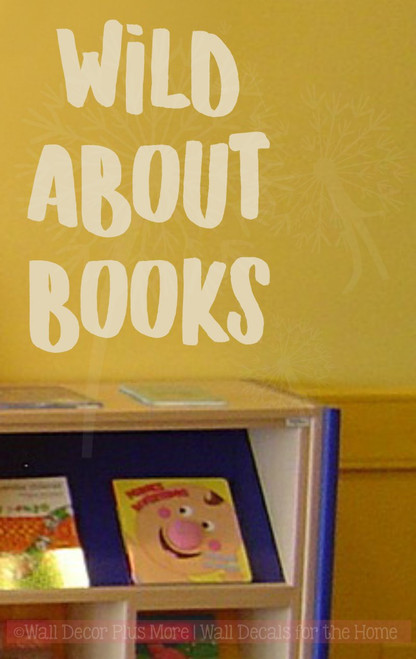 Wild About Books School Vinyl Lettering Wall Art Sticker Decals Classroom Decor Quote-Beige