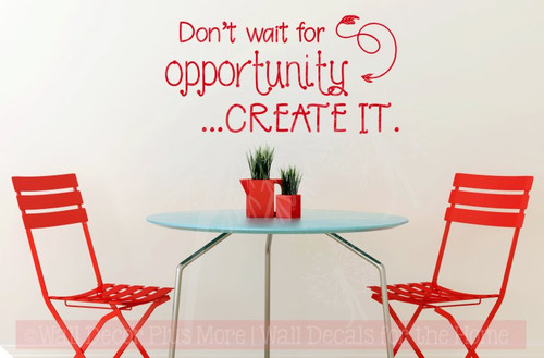 Don't Wait, Create It Motivational Vinyl Letter Art School Wall Decals-Cherry Red