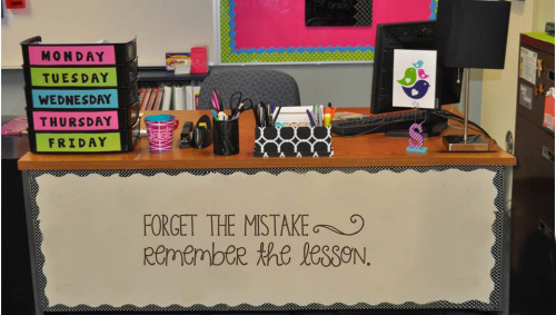Forget Mistake Remember Lesson School Vinyl Letter Decals Wall Quote ChBrown