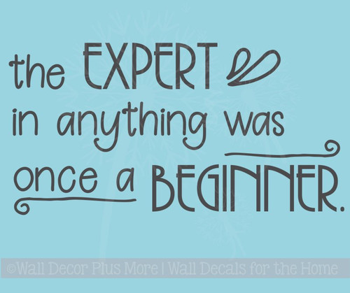 Wall Sticker, Expert Was Once Beginner Vinyl Lettering Art Motivational