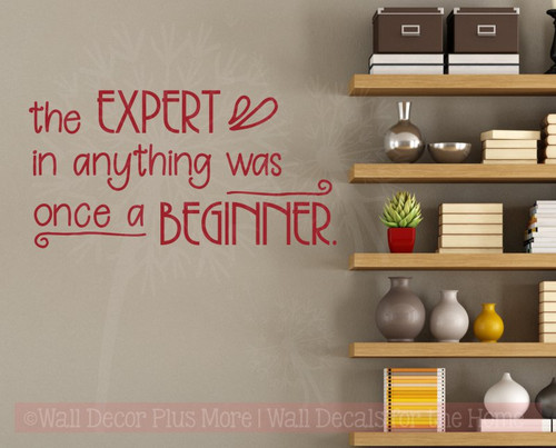 Wall Sticker, Expert Was Once Beginner Vinyl Lettering Art Motivational-Red