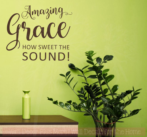 Amazing Grace Square Vinyl Letters Religious Kitchen Wall Decals Sticker-Chocolate