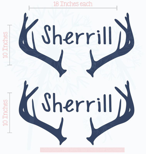 Antlers Name Personalized Vinyl Letters Art Bean Bag Board Decals (WD994) Sizing Guide