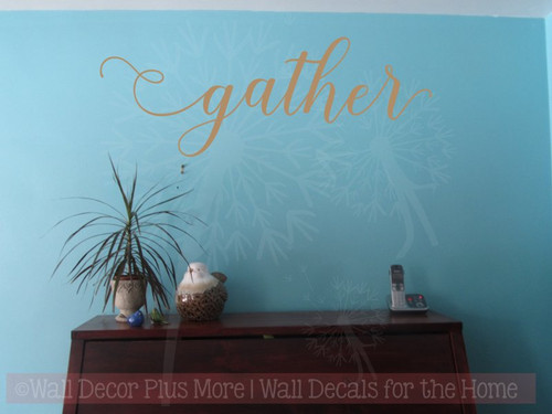 Gather Handwritten Font Vinyl Lettering Fall Wall Decal Stickers-Tan