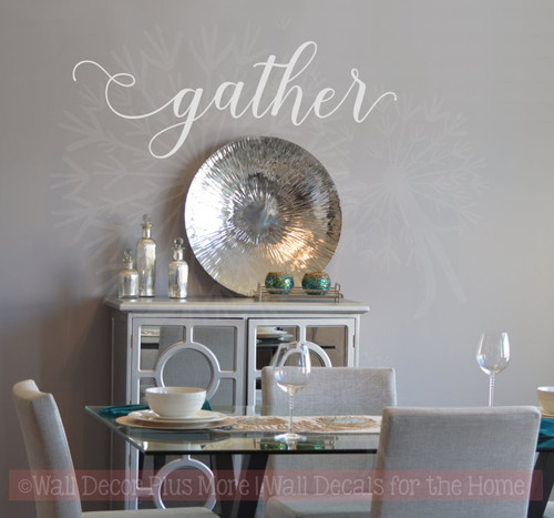 Gather Handwritten Font Vinyl Lettering Fall Wall Decal Stickers-Light Gray