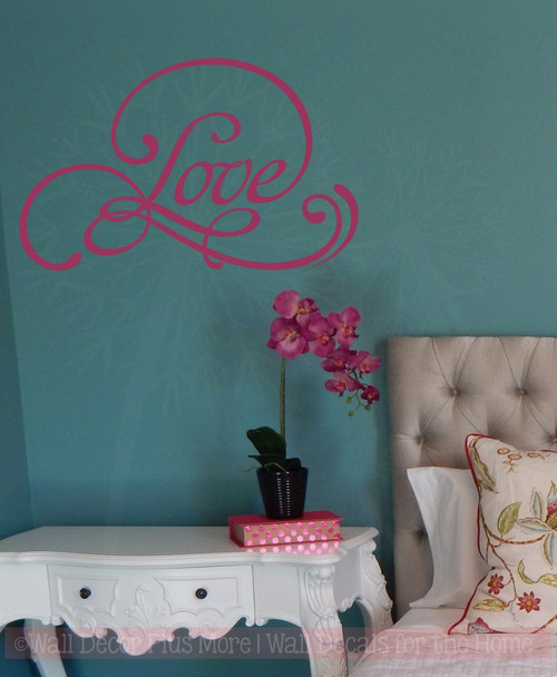 Love Swirl Bedroom Vinyl Lettering Art Wall Decals Quote Home Decor-Berry
