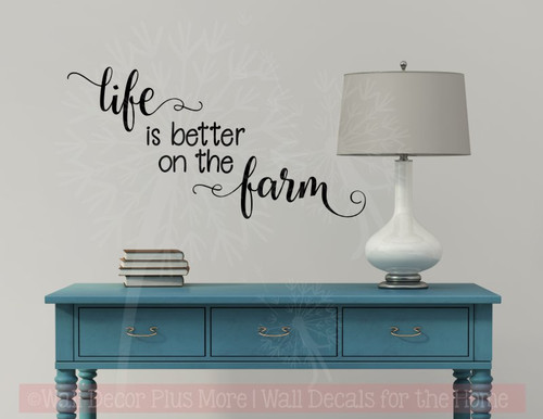 Life is Better on the Farm Wall Decals Vinyl Stickers Home Decor Quote-Black