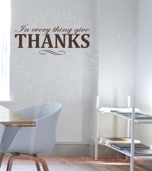 In Everything Give Thanks Vinyl Lettering Decals Fall Quotes Home Decor-Chocolate