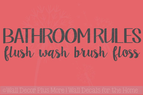 Bathroom Rules Wall Decals Stickers Wash Floss Vinyl Lettering Quotes