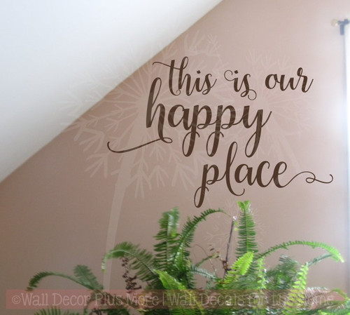 This is Our Happy Place Wall Decal Stickers Vinyl Lettering Inspirational-Chocolate