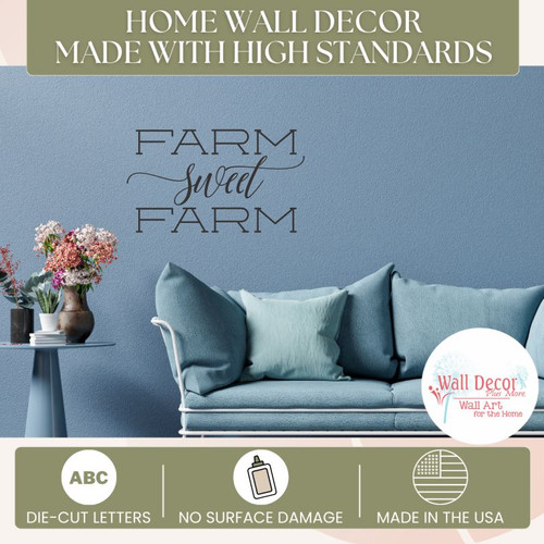 Farm Sweet Farm Home Wall Decor Made with High Standards Vinyl Decals for the Kitchen