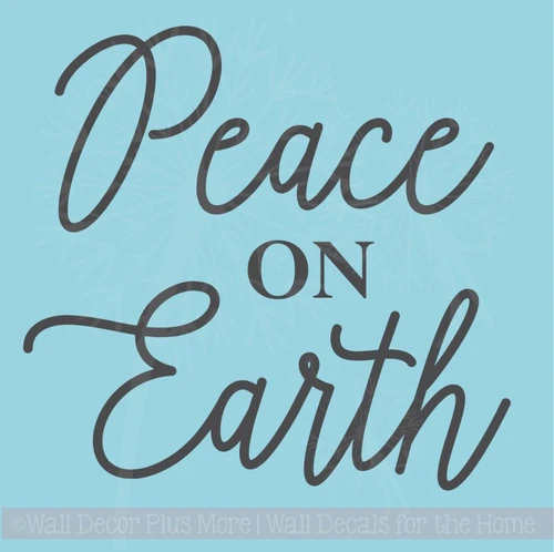 Peace on Earth Vinyl Lettering Sticker Christmas Wall Decals Quote