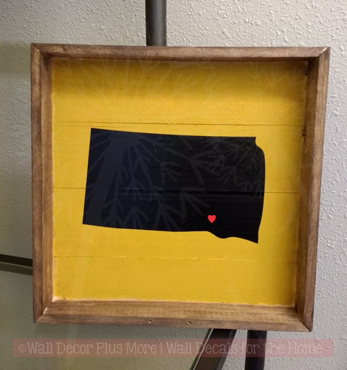 State Silhouette with Heart Customized Wall Sticker Vinyl Decals Art, 6 or 12-Inch-Black