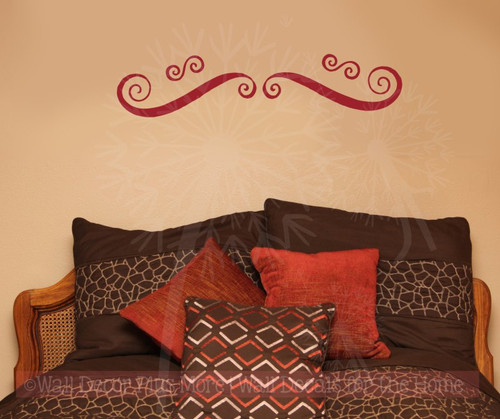 Modern Swirls Wall Decals Art Vinyl Stickers Living Room Home Decor Set of 4-Red