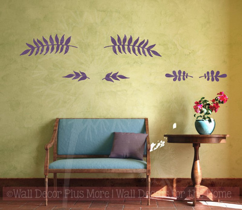 Olive Branch Art Vinyl Stickers Wall Art Decals Home Decor Set of 6-Plum