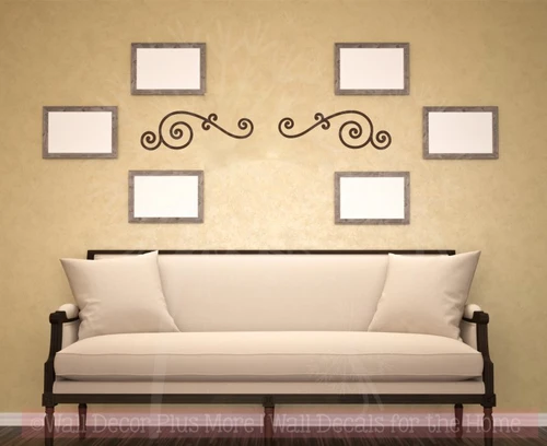 Curly Swirls Wall Art Decals Vinyl Stickers Home Wall Decor 2pc Set-Chocolate