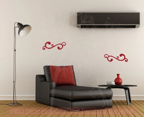 Swirl Decals Vinyl Art Wall Stickers Living Room Home Wall Decor 2pc-Red