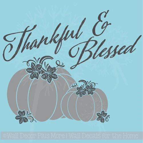 Thankful Blessed Pumpkins Autumn Fall Wall Decals Vinyl Stickers