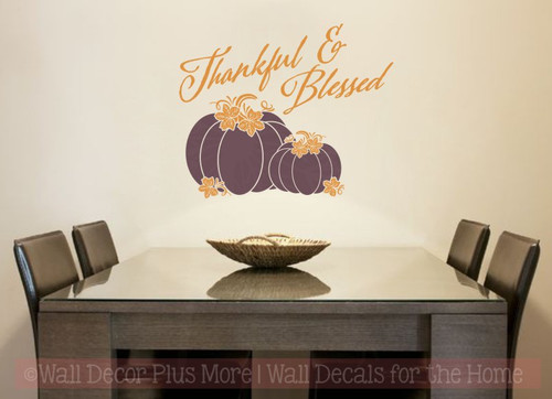 Thankful Blessed Thanksgiving Autumn Wall Decor Vinyl Fall Decor