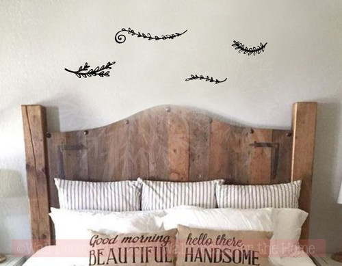 Laurel Floral Elements Pieces Vinyl Art Wall Decals Stickers Decor-Black
