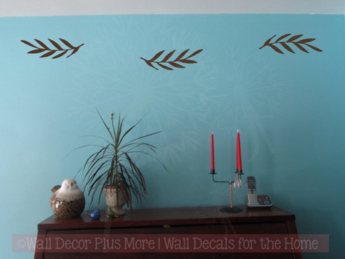 Laurel Wreath Leaves Elements Vinyl Art Decals Floral Wall Stickers-Chocolate
