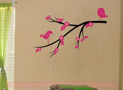 WALL STICKER FLOWER DECAL CHERRY BLOSSOM BIRDS VINYL MURAL ART