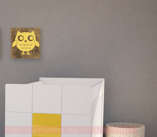 Owl Girls Vinyl Art Decals Bedroom Decor Nursery Wall Stickers-Buttercream