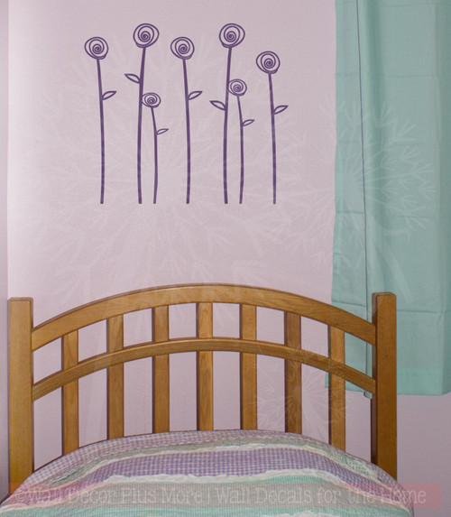 Doodle Roses And Stems Flower Wall Decals Girl Room Vinyl Sticker Art