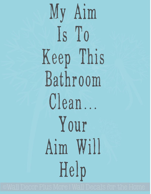 Aim Will Help Bathroom Wall Stickers Vinyl Lettering Decals Bath Decor