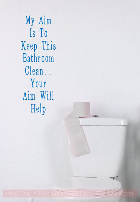Aim Will Help Bathroom Wall Stickers Vinyl Lettering Decals Bath Decor-Traffic Blue
