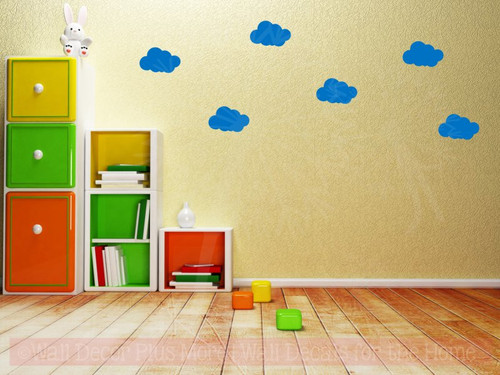 Clouds Boy Bedroom Vinyl Stickers Wall Decals Art Sky Girls Decor-Traffic Blue