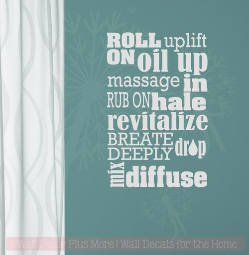 Roll On Uses Oil Subway Art Vinyl Lettering Stickers Healthy Quote-Light Gray
