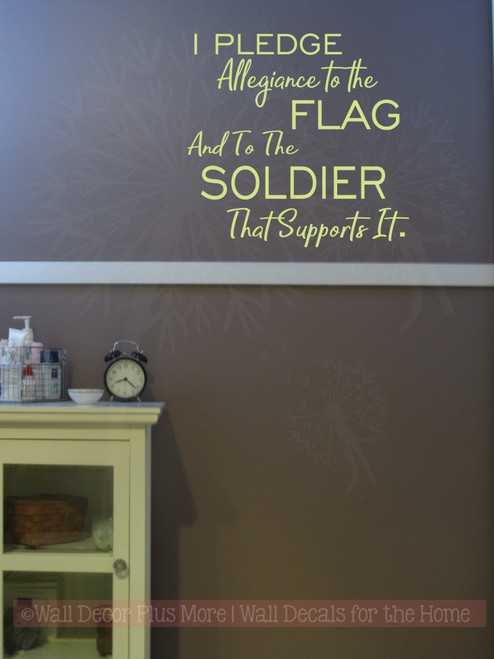 Pledge Allegiance Military Vinyl Letters Decals Wall Sticker Quote-Celadon