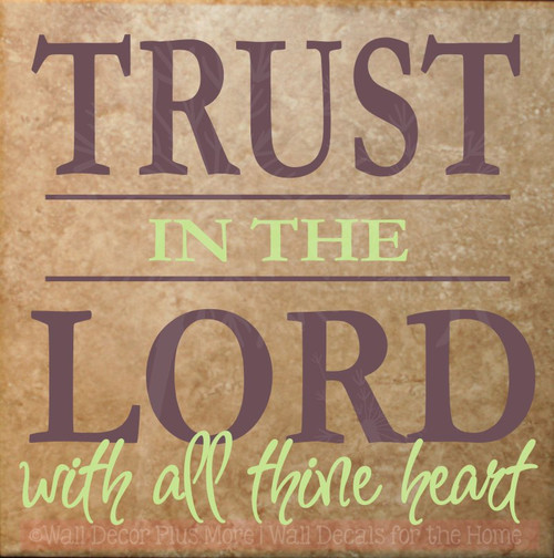 Trust the Lord Wall Decals Saying Vinyl Letters Religious Home Decor-Eggplant, Key Lime