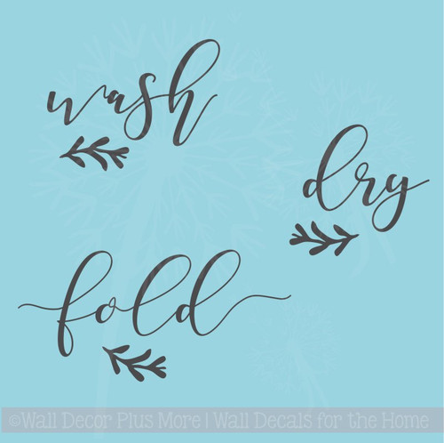 Wash Dry Fold Handwritten Laundry Room Words Wall Decals Vinyl Decor