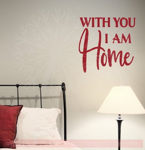 With You I Am Home Wall Stickers Vinyl Letters Bedroom Love Quotes-Red