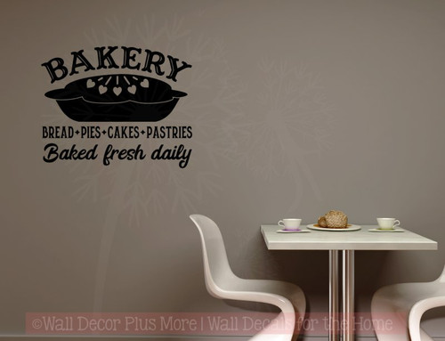 Bakery Baked Fresh Daily Farmhouse Vinyl Decals Kitchen Wall Decor-Black