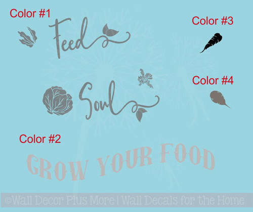 Grow Your Food Kitchen Wall Decals Farmhouse Decor Vinyl Letters Art-4 Color Package
