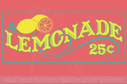 Lemonade 25cents Vinyl Lettering Farmhouse Kitchen Wall Decor Stickers