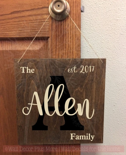 Personalized Monogram Family with Est Date Vinyl Letters Wall Decals-Beige, Black