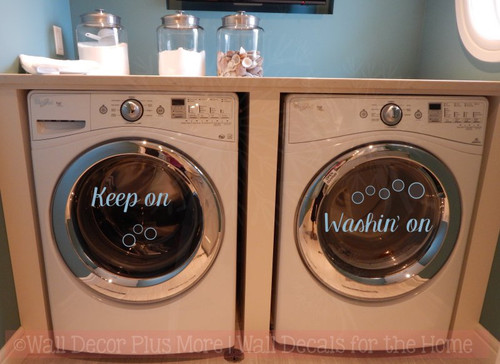 Keep On Washin' On Vinyl Lettering Best Laundry Room Wall Decals Quotes-Misty Blue