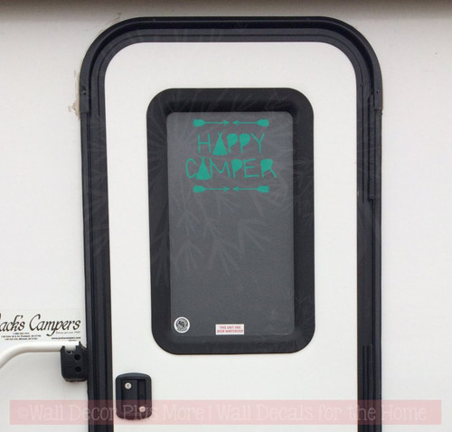 Happy Camper Vinyl Lettering Quote Car Window Decals Sticker Art-Turquoise