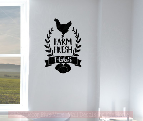 Farm Fresh Eggs Vinyl Art Decals Farmhouse Decor Wall Art Stickers-Black
