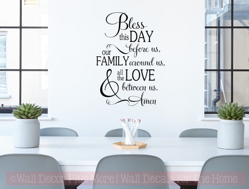 Bless This Day Family Love Kitchen Wall Decals Vinyl Lettering Stickers Black