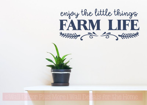 Enjoy Little Things Farm Life Farmhouse Wall Stickers Vinyl Lettering DÃ©cor Deep Blue
